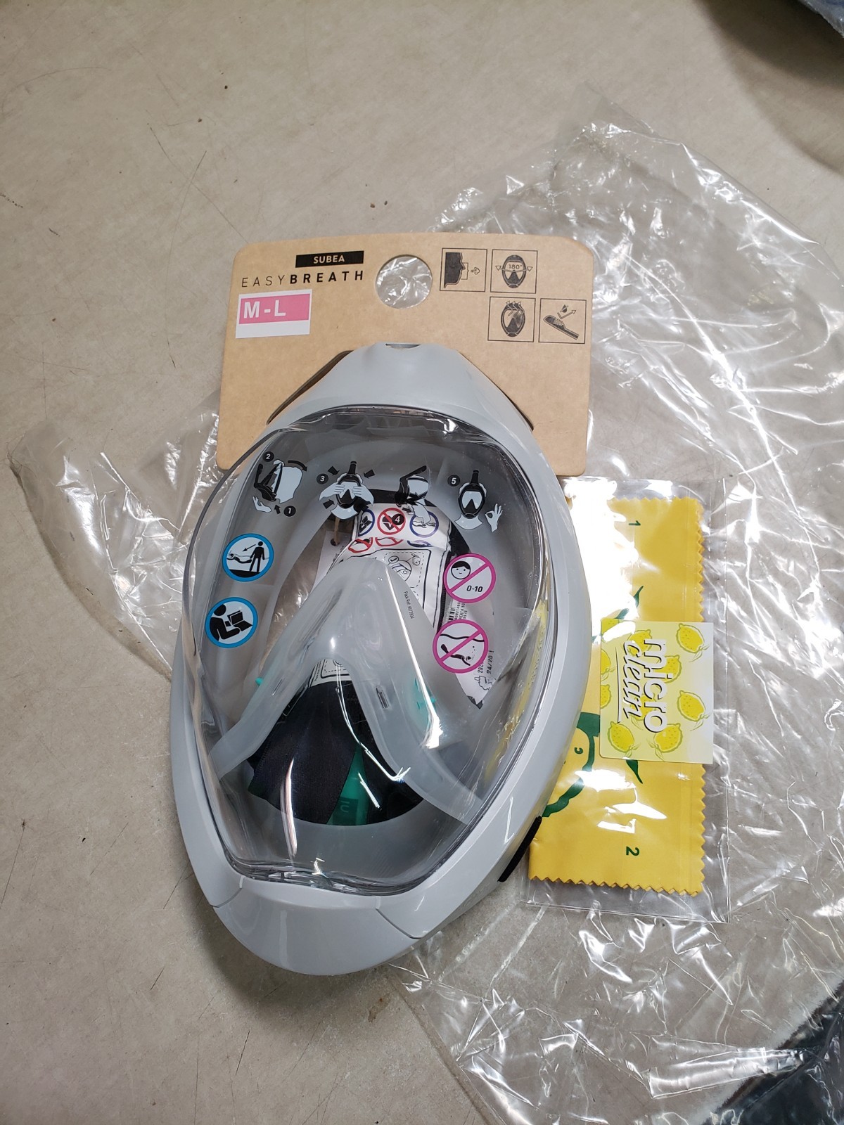 TRIBORD SUBEA EASYBREATH Full FACE Anti-Fog Snorkel Mask Gray (Medium / Large)