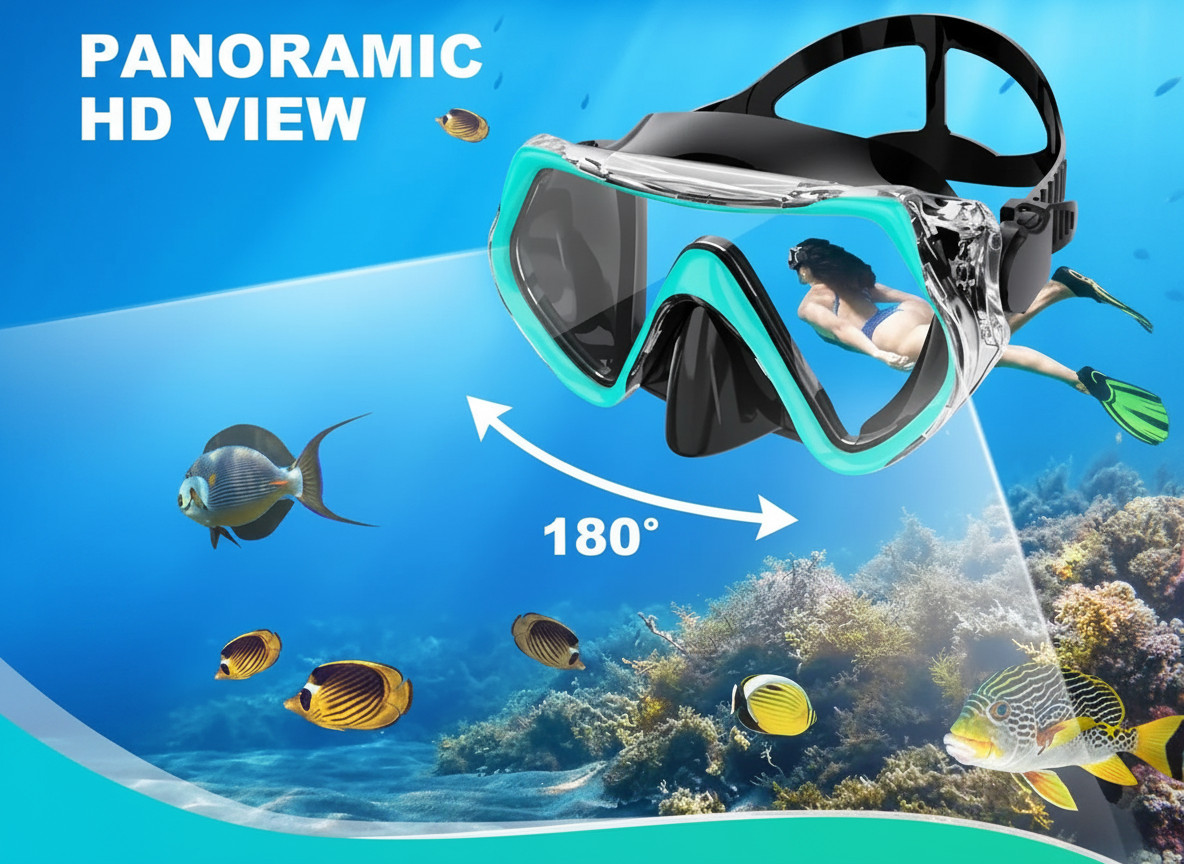 Adult Tempered Glass Diving Set Scuba Anti-Fog Goggles and Snorkeling Mask Tube