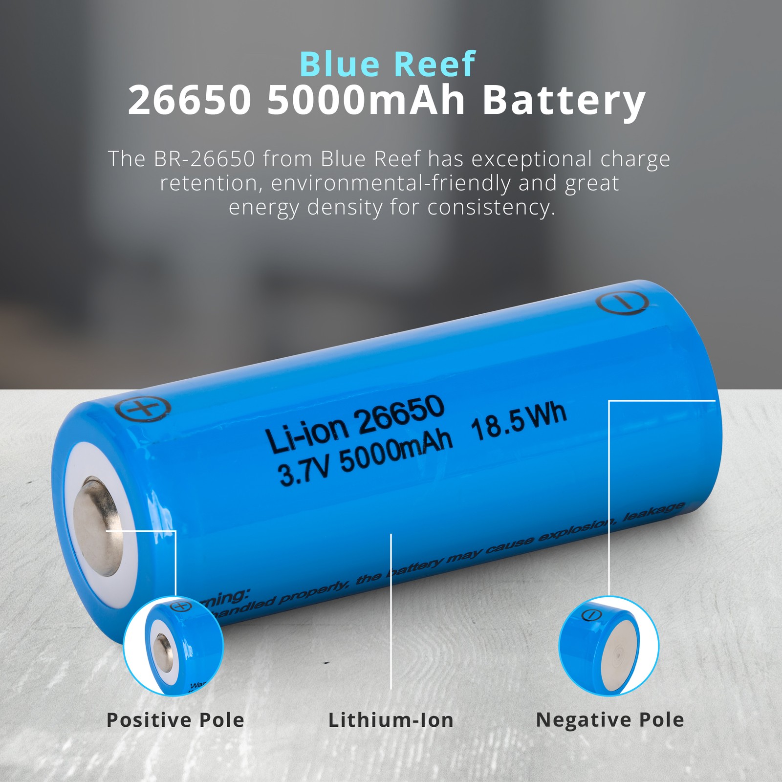 Blue Reef 26650 5000mAh Battery