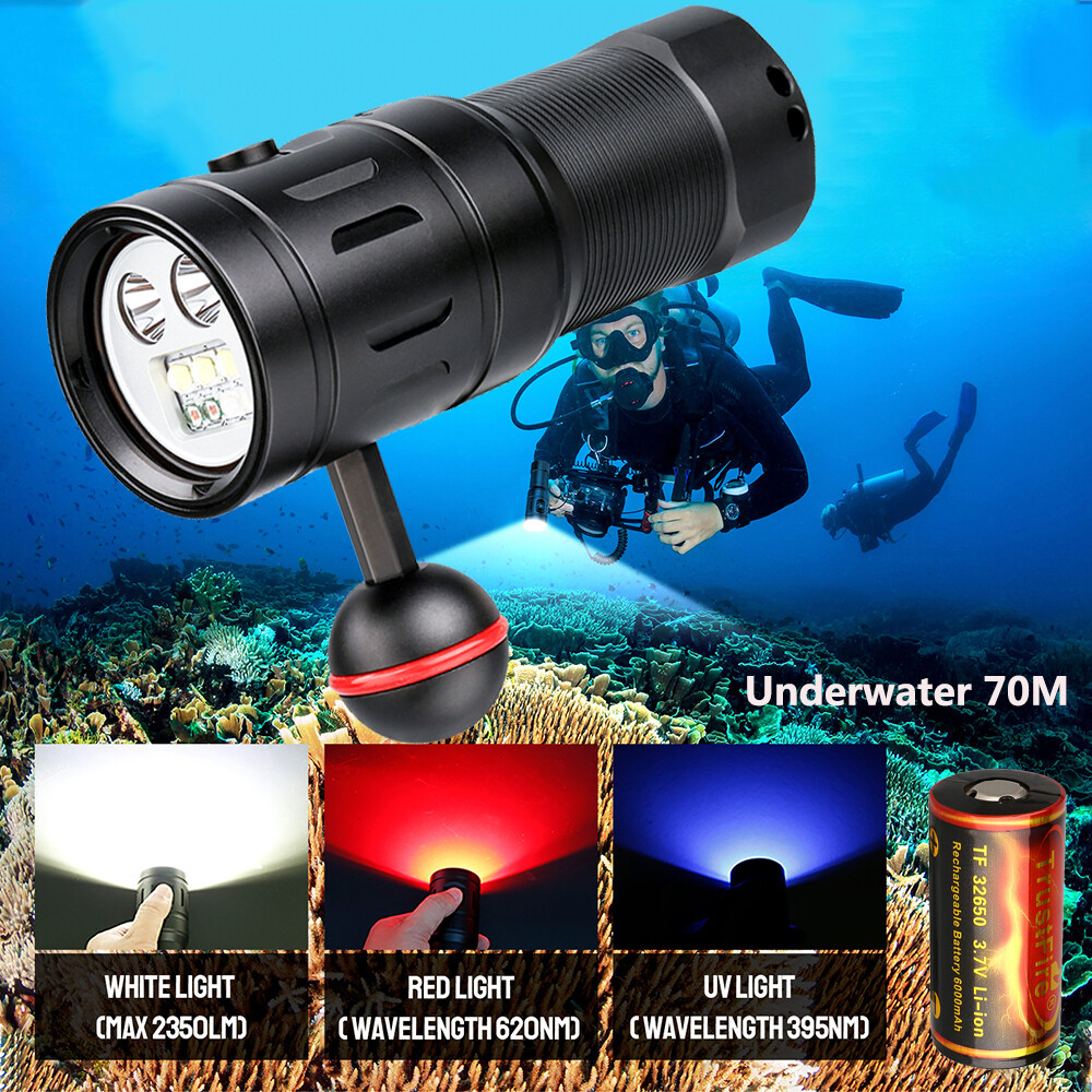 Trustfire 2350Lumen LED Diving Light Underwater 100M Scuba Flashlight For Video