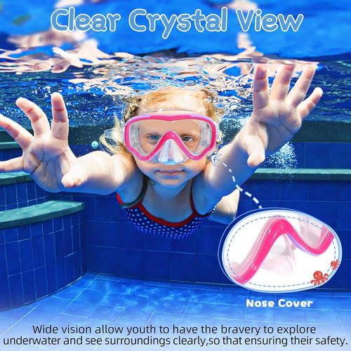 Water Space Kids Swimming Goggles Swim Mask with Nose Cover for Youth…