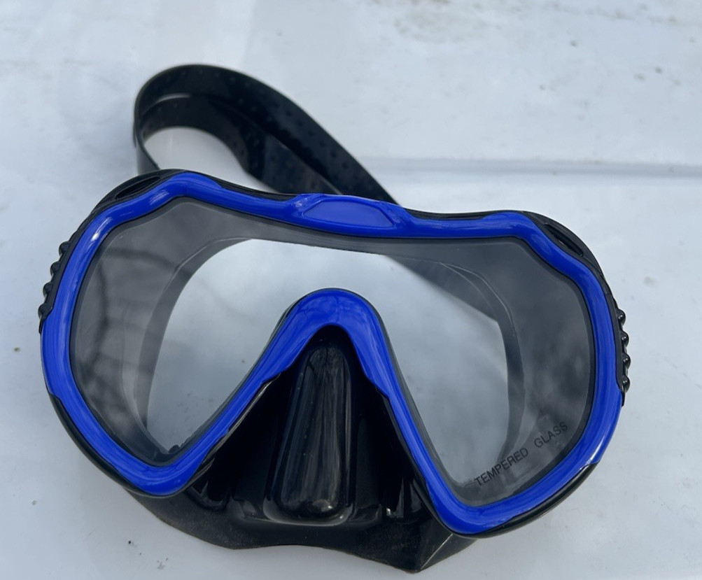 Snorkeling Gear for Kids Adults, 4 in 1 Travel Mask Fins Snorkel Set Blue Size M