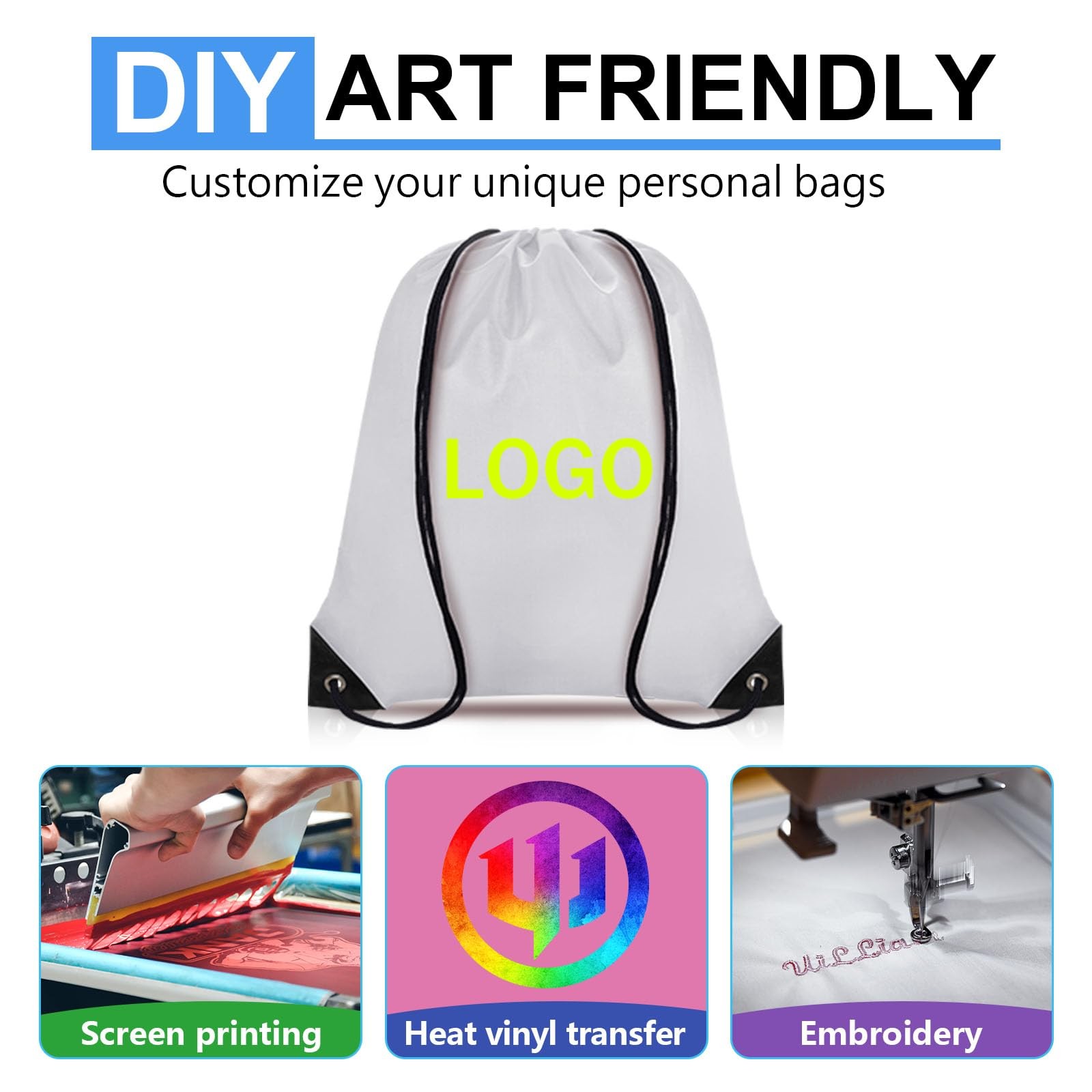 Grneric Drawstring Backpack Bulk 60 PCS, 16.5″ x 13.3″, Multicolor