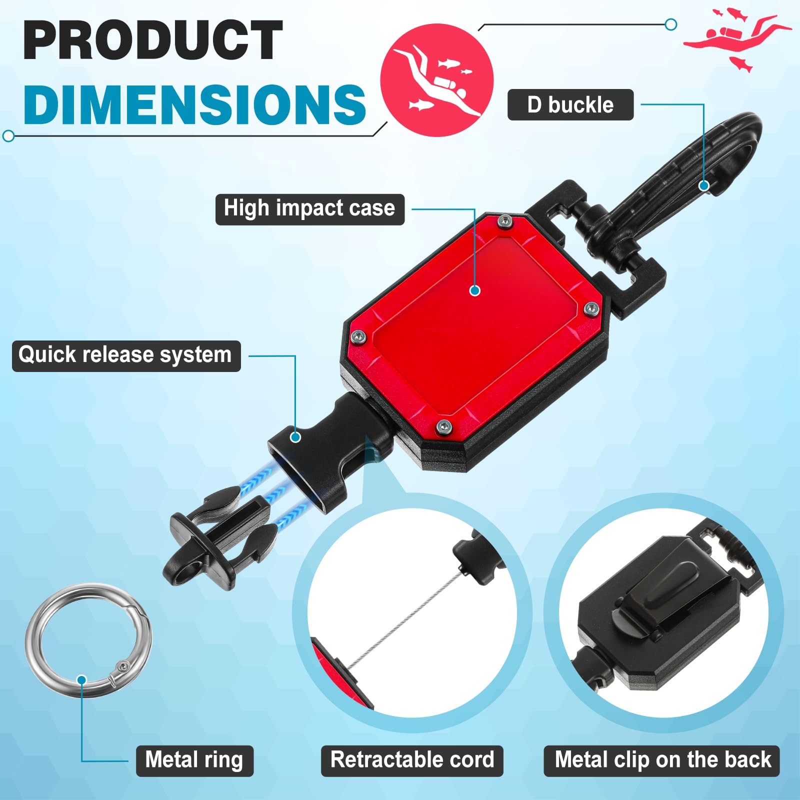 1 Pcs Scuba Retractable Lanyard Scuba Diving Accessories Console Retractor at…