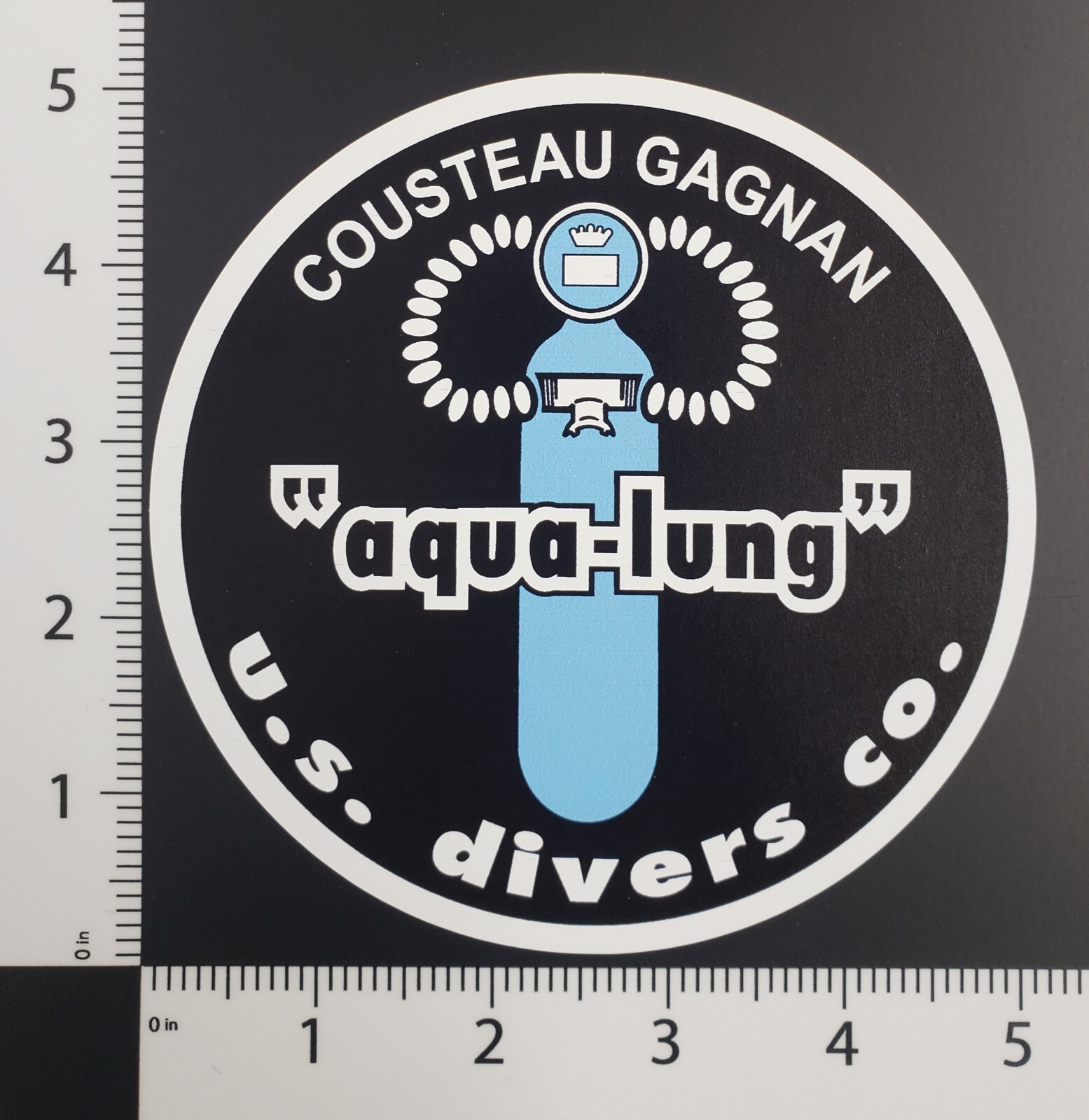 Aqua-Lung U.S. Divers Diving Decal Sticker repro 6mil vinyl 5″ Cousteau Gagnan