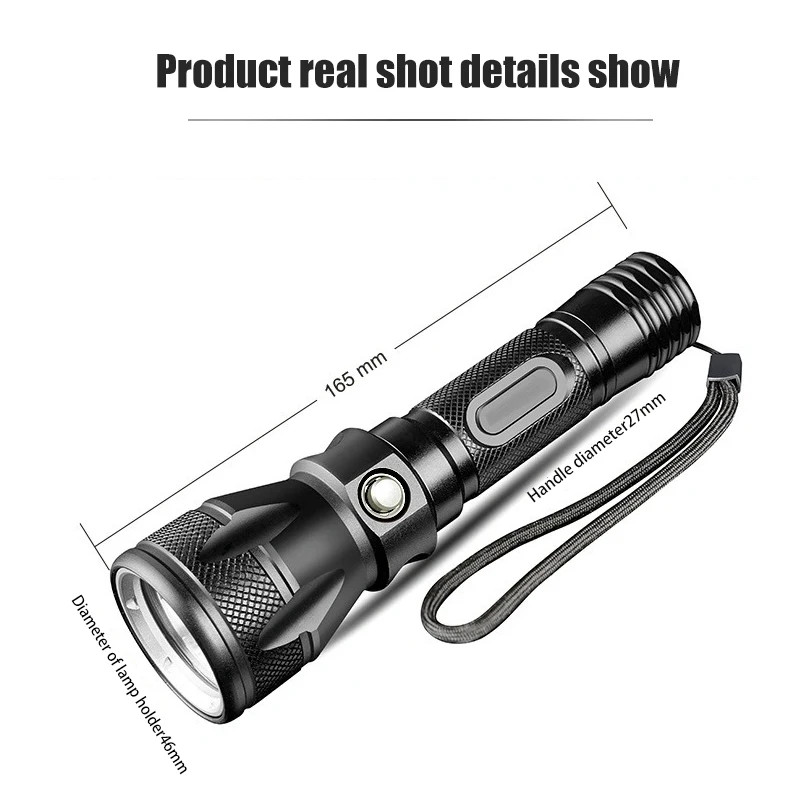 Diving LED Flashlight Underwater 200m Rating Dive Light 5 Lighting Modes US