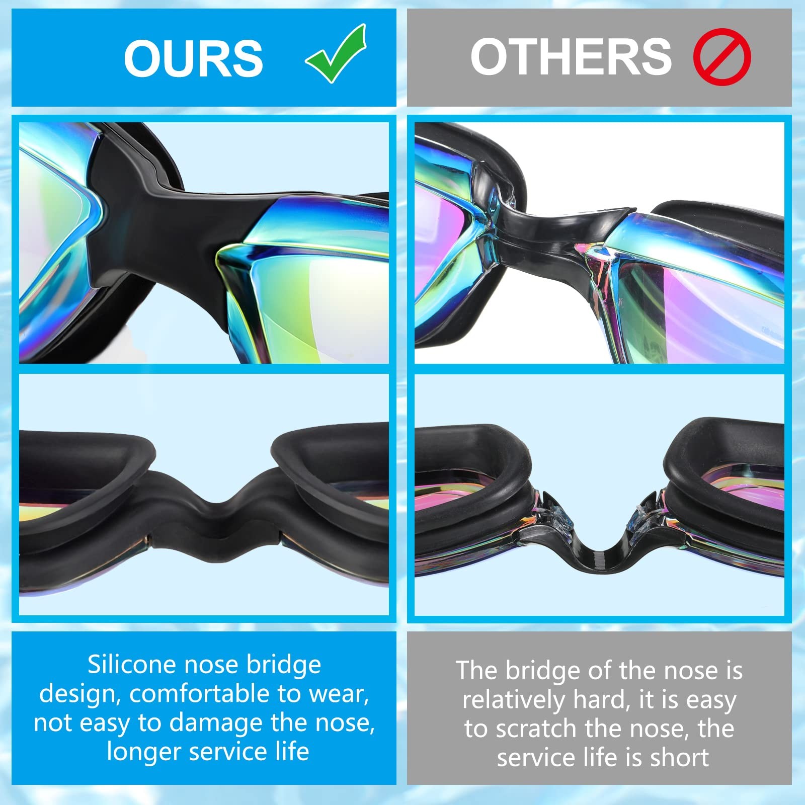 6 Pack Swim Goggles Antifog Swimming Equipment 6.3 X 1.6 Inches, Vivid Color