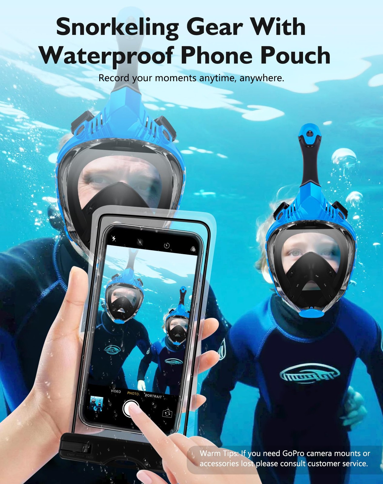 Full Face Snorkel for Adults, Snorkelling Gear with Waterproof Pouch, Unisex …