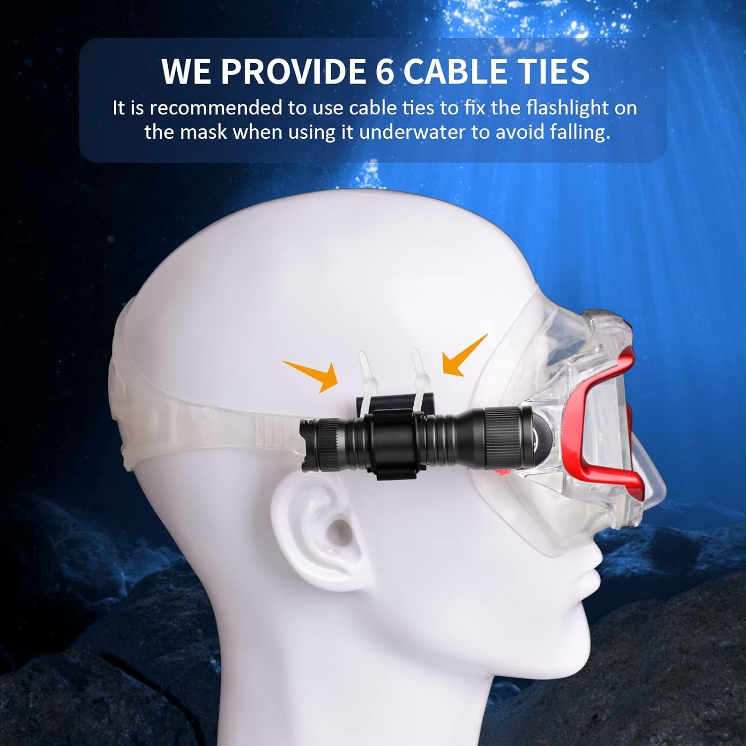 D560 Mini Scuba Dive Light Headlamp 650 Lumen Mask Diving Flashlight with 360°..
