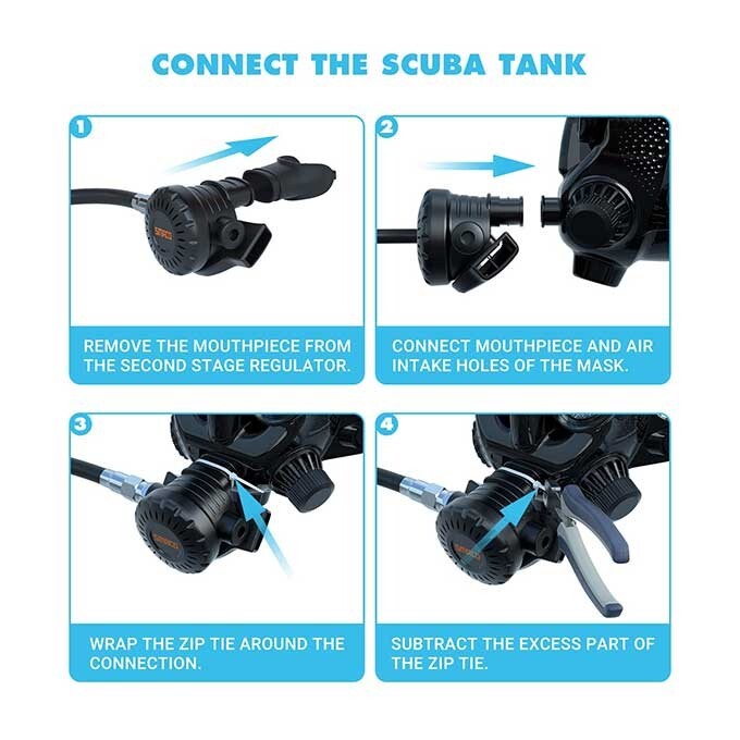 Tusa Full Face Scuba Dive Mask Fits 2nd Stage Regulators RS, SS Liberator Imprex