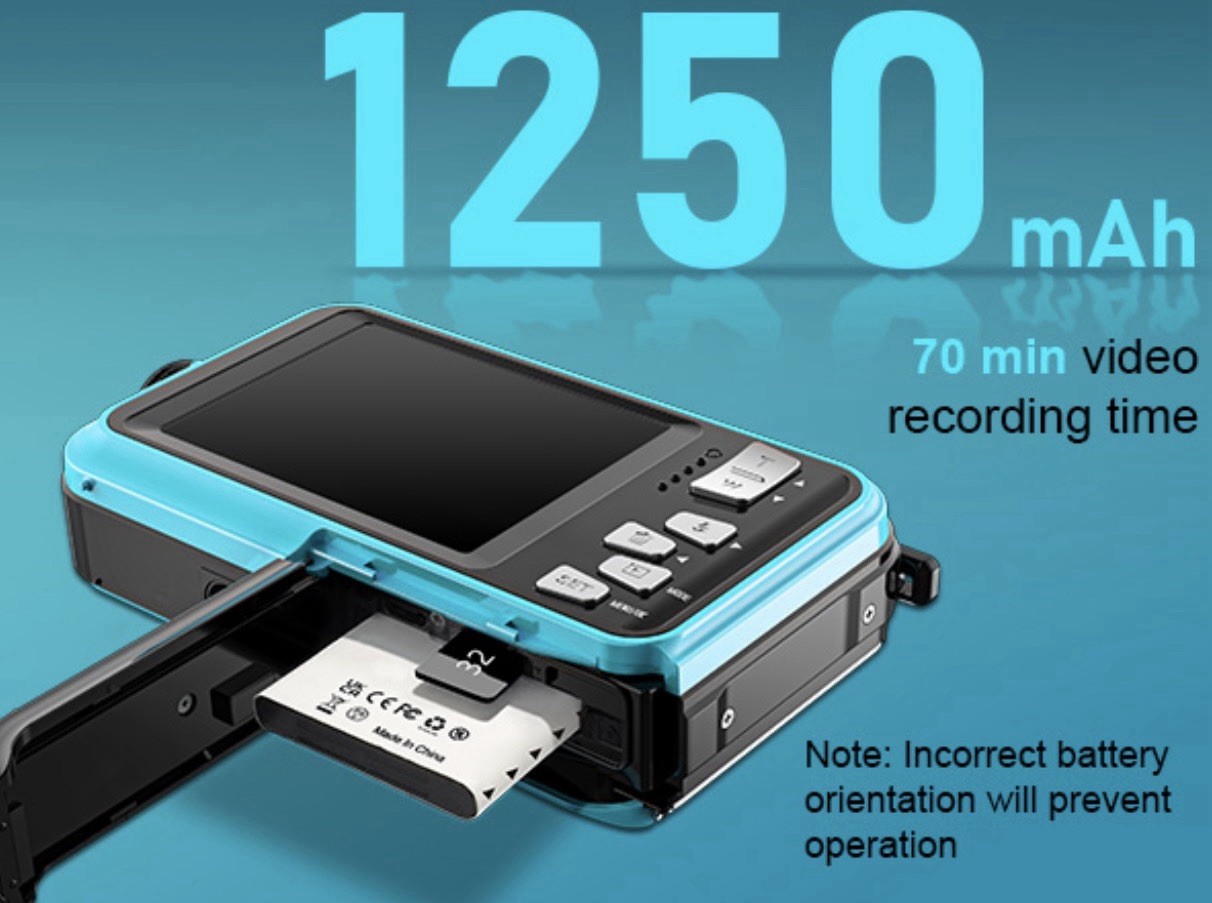 64MP 4K Underwater Camera Autofocus Dual Screen 16FT Waterproof 16X Zoom 32GB Ca