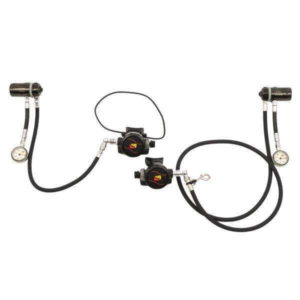 Dive Rite Regulator Sidemount Set 7′ / 22″ DIN with PSI gauges (imperial)