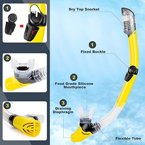 ZEEPORTE DIVE SNORKELING GEAR – MASK FINS SNORKEL SET – S/M – BLACK/YELLOW