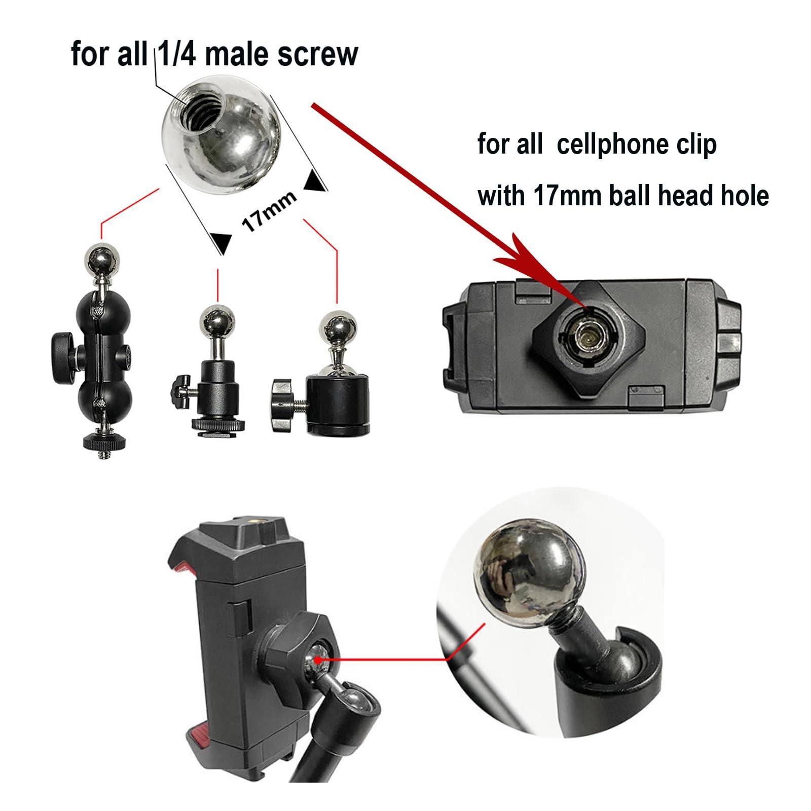 30 Pack Camera Tripod Screw Mount Kit 1/4 to 3/8 Adapter Silver Black Set