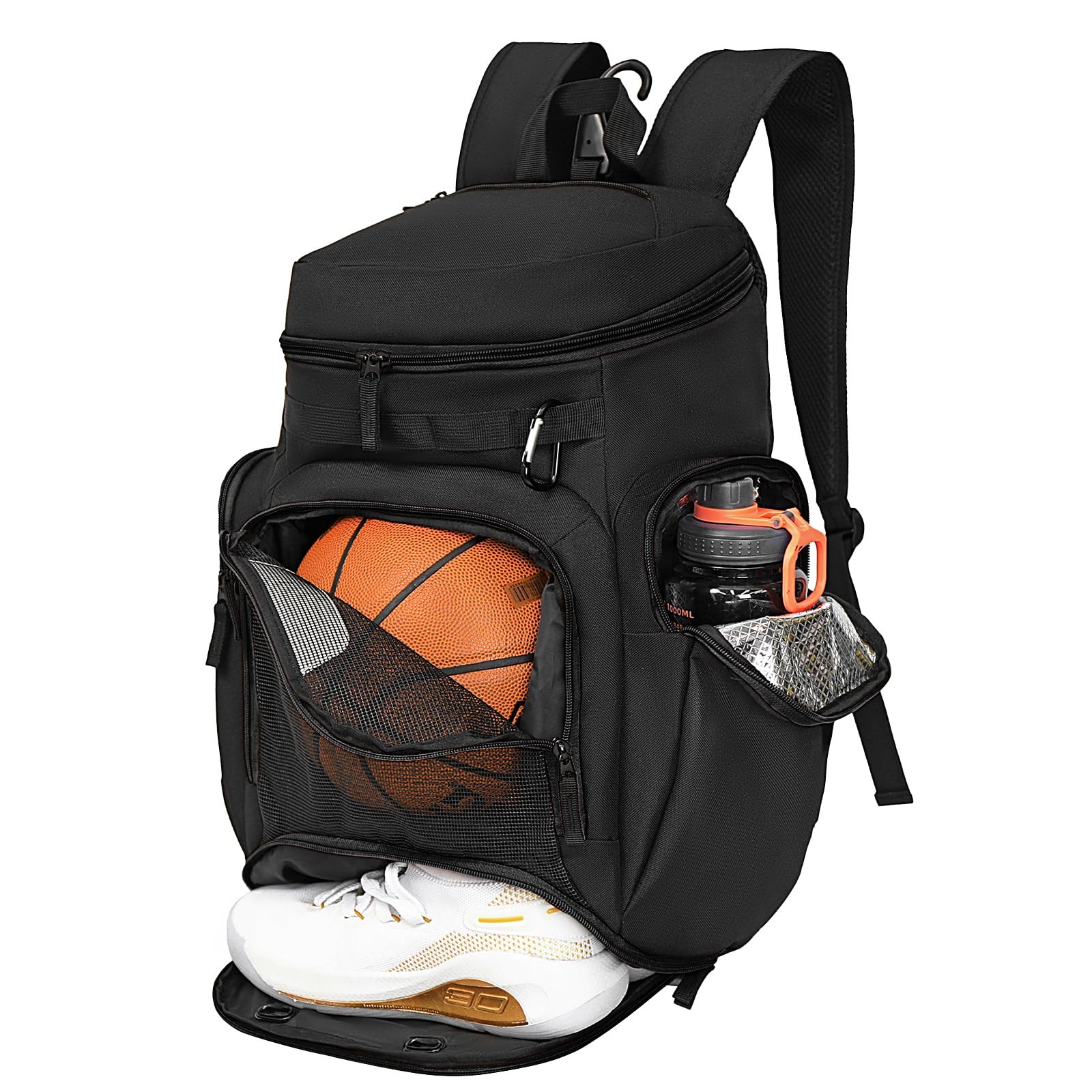 LARIPOP Large Basketball Backpack Sports Bag with Ball Holder One Size, black