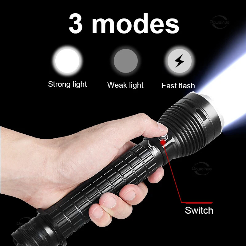 Powerful 300000LM Strong Light LED Diving Flashlight Professional Diving Torch
