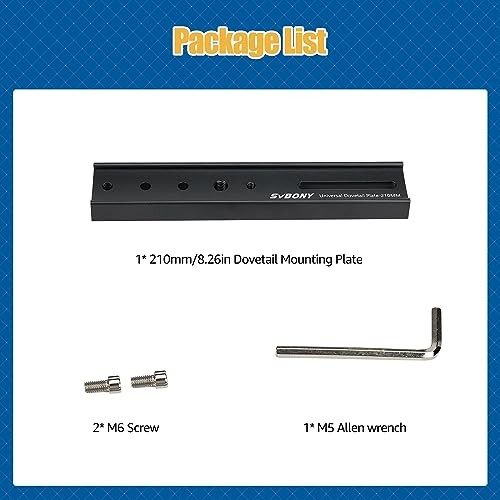 SVBONY SV219 Dovetail Mount Plate, 210mm 8.26 inches inch, Black