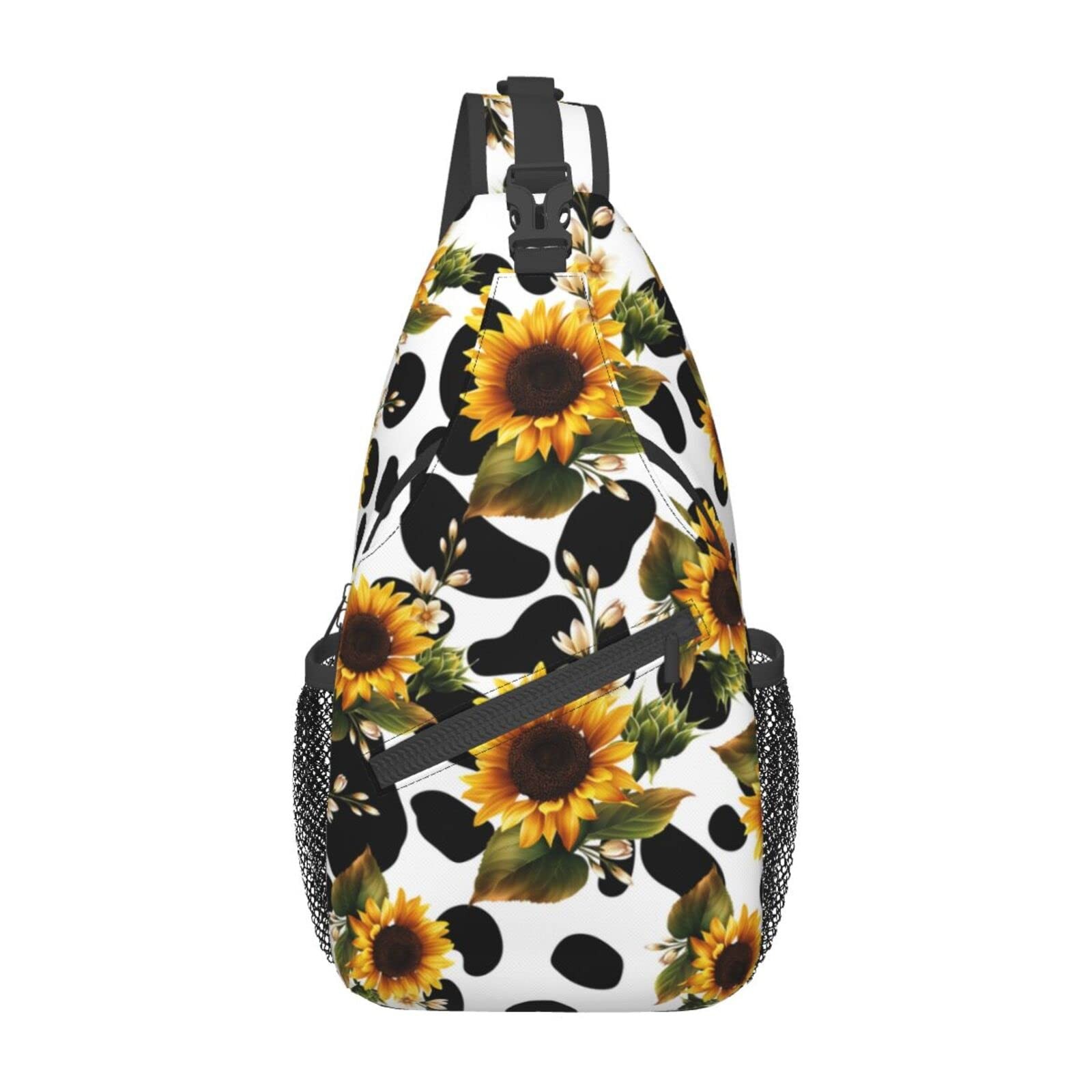 QISENTIS Sunflower Cow Print Sling Bag Crossbody One Size,