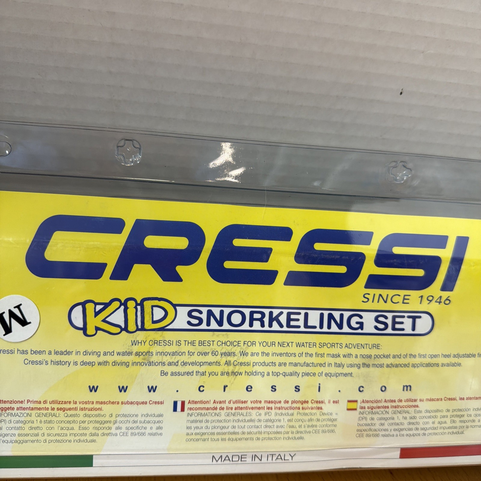 CRESSI KIDS SNORKELING SET Size M~NEW~ MADE IN ITALY