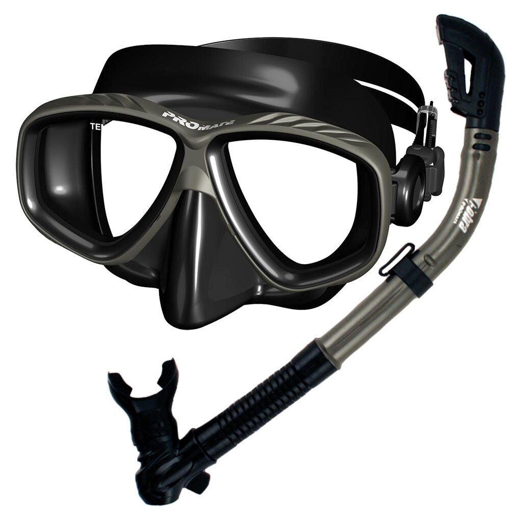 Promate Scuba Dive Snorkeling ProSlender Purge Mask Cobra Dry Snorkel Gear Set