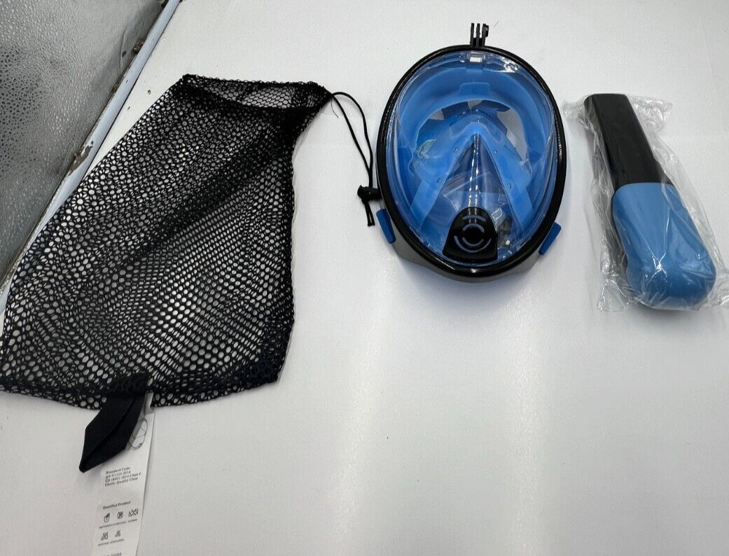 Blue Full Face Snorkel Mask GB 18401-2014 Class 4 QB/T1333-2014