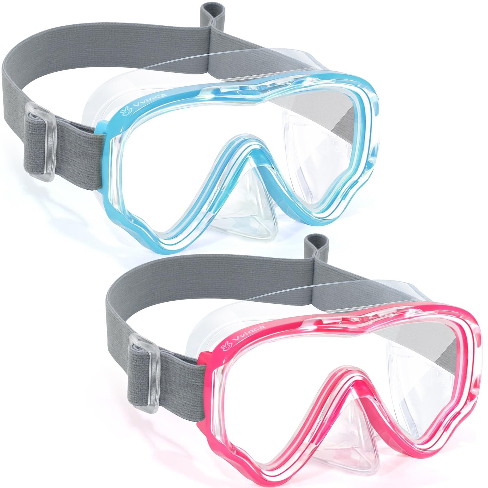 Vvinca Swim-Goggles with Nose Cover, 2 Packs Elastic Small, 01-blue & Pink