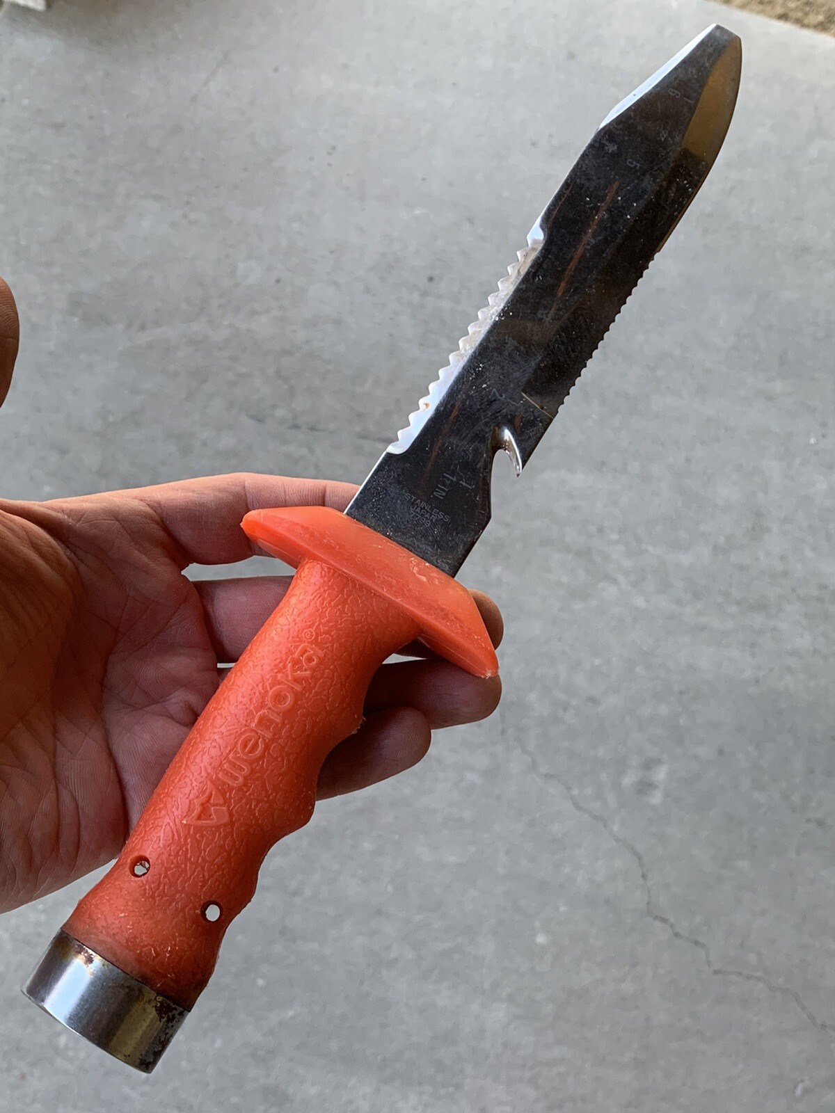 Wenoka 7799 King Dive Knife Abalone Made In Japan Orange **NO SHEATH**