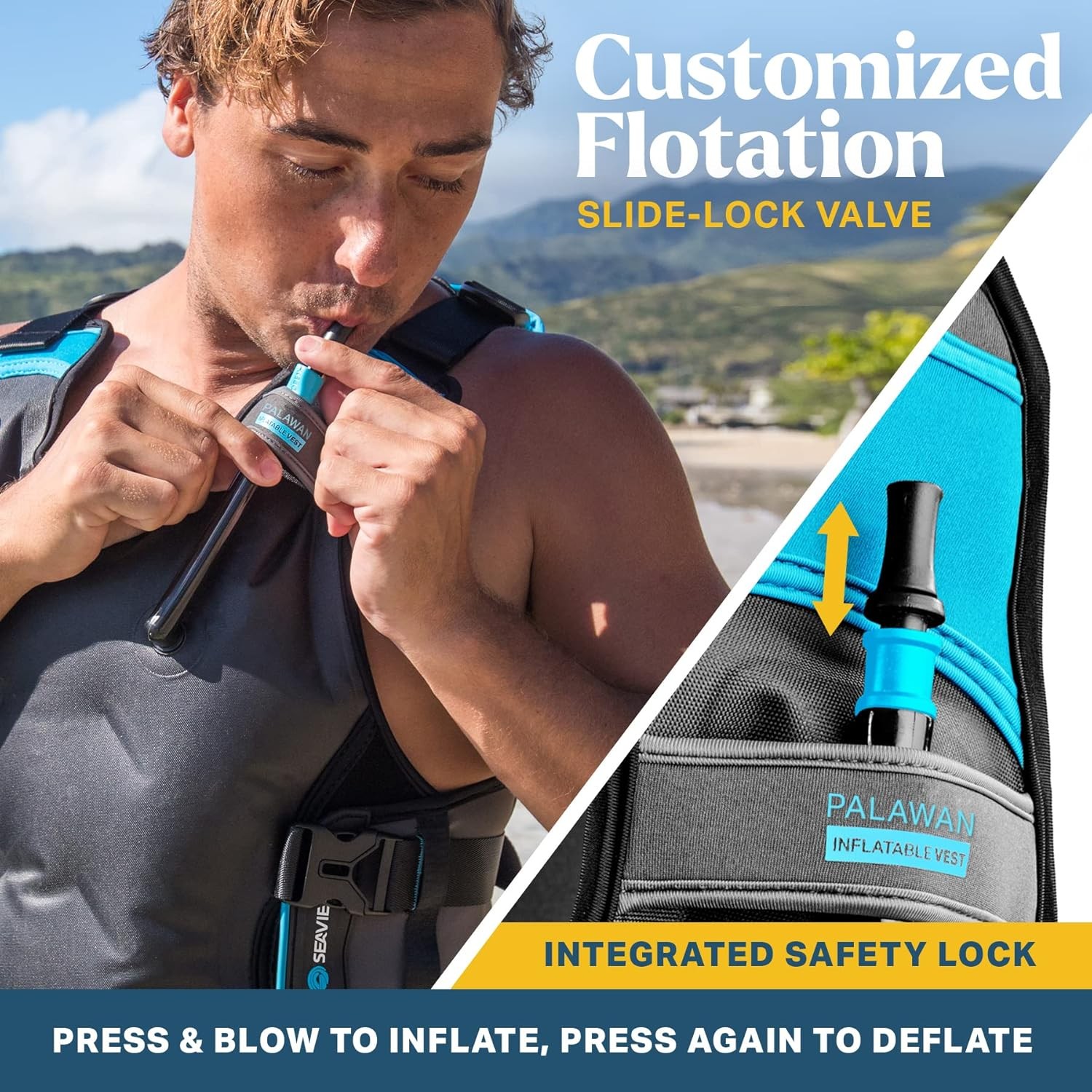 Seaview Palawan Inflatable Snorkel Vest – Premium Jacket Large, Black