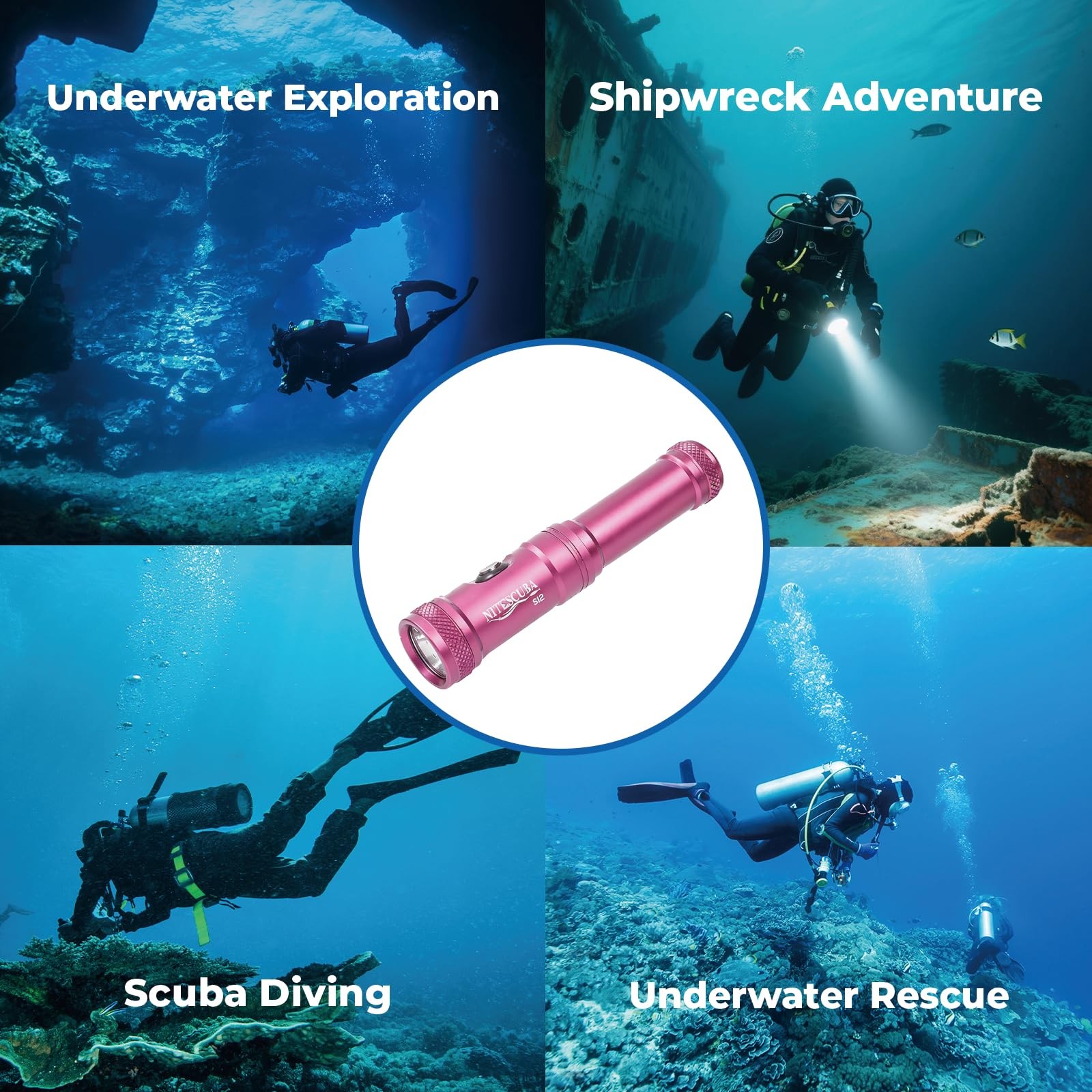 Nitescuba Scuba Diving Flashlight Dive Lights Torch 1200 Lumen Underwater 100M