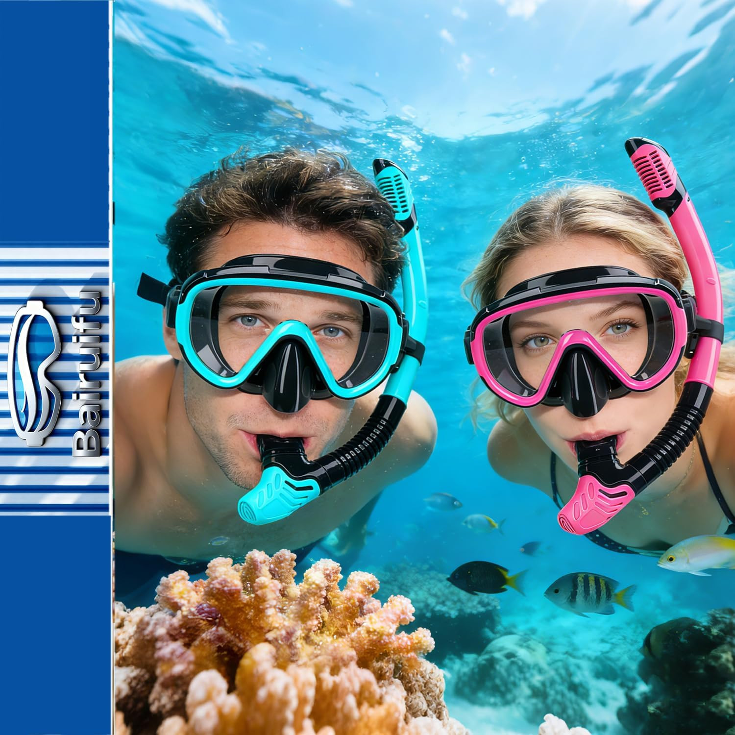 2 Packs Dry Snorkel Mask Set Snorkeling Gear for Adults Scuba Diving Mask Swimmi