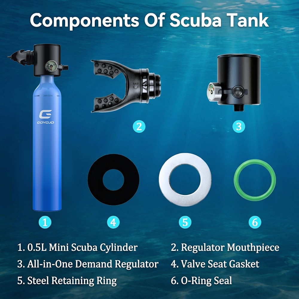 0.5L Mini Scuba Tank Refillable Portable Air Kit for Snorkeling Diving 5-10min