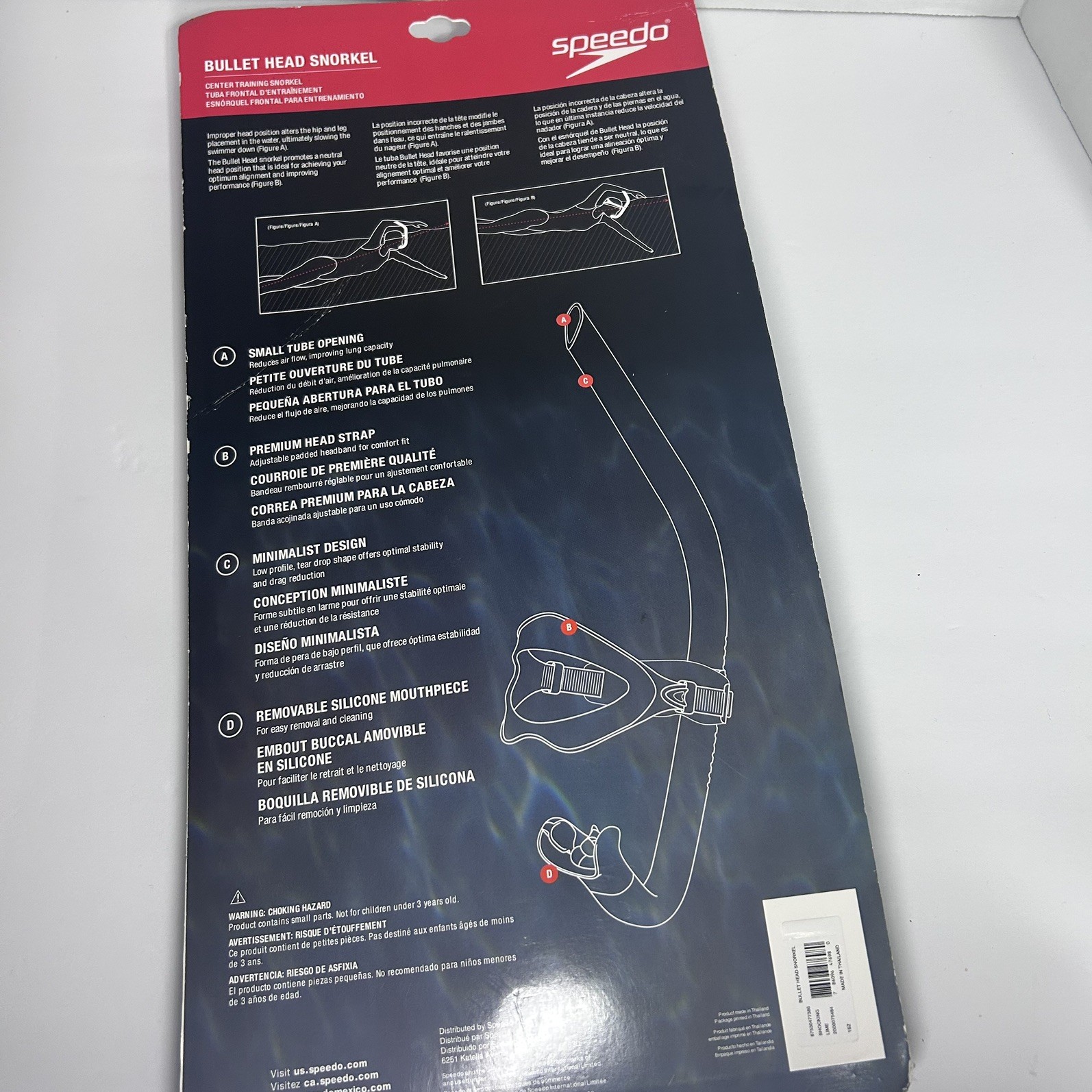 NEW Speedo Unisex Adult Swim Training Snorkel Bullet Head FAST SHIPPING
