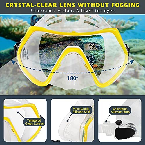 ZEEPORTE DIVE SNORKELING GEAR – MASK FINS SNORKEL SET – S/M – BLACK/YELLOW