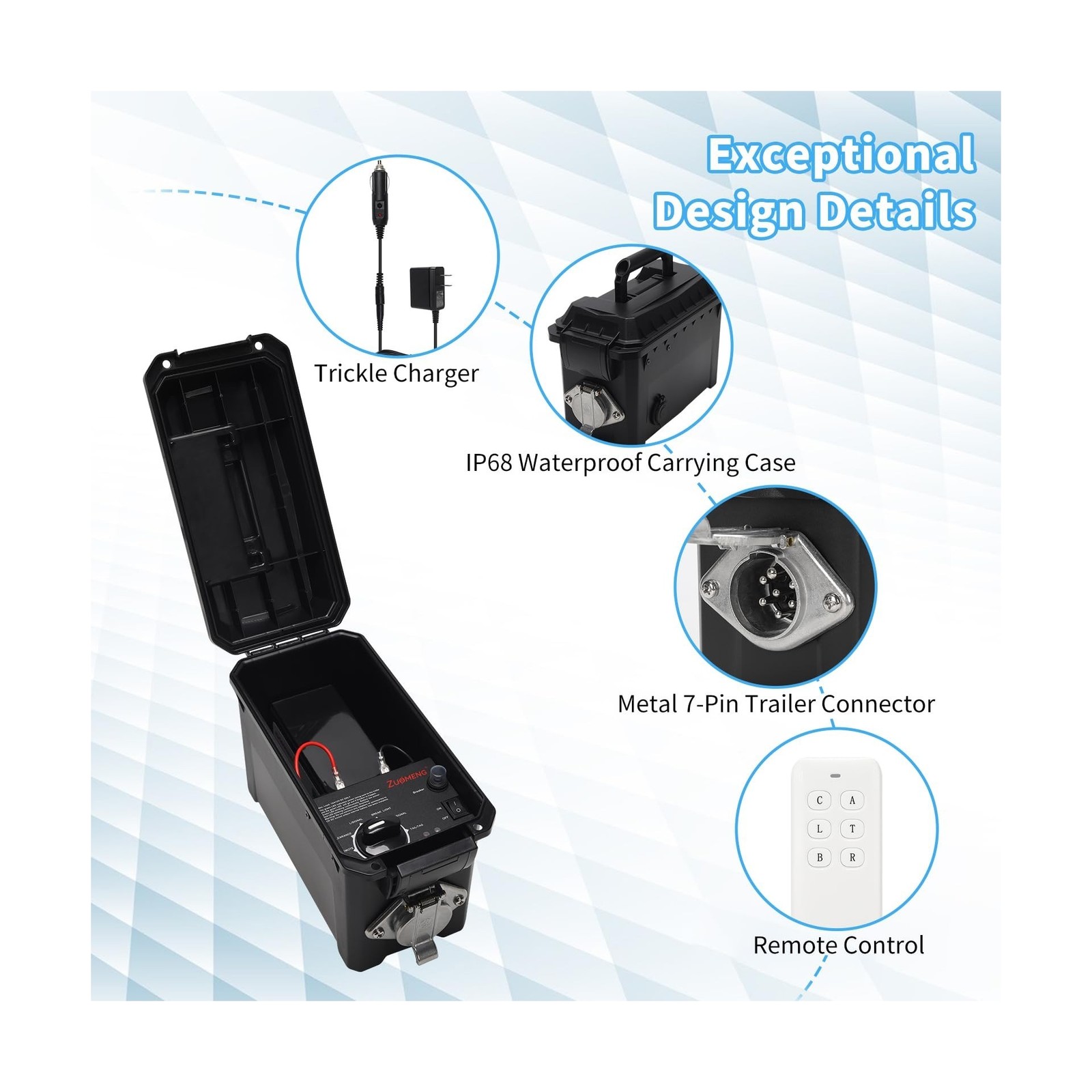 Trailer Light Tester Box with 12V 10Ah Battery and IP68 Waterproof Carrying C…