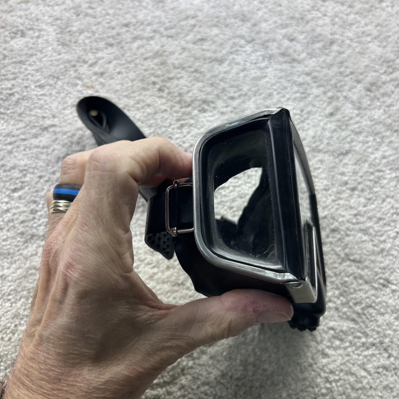 Vintage DACOR Scuba Diving Mask 3-Window Side View Tempered Glass Made in Japan