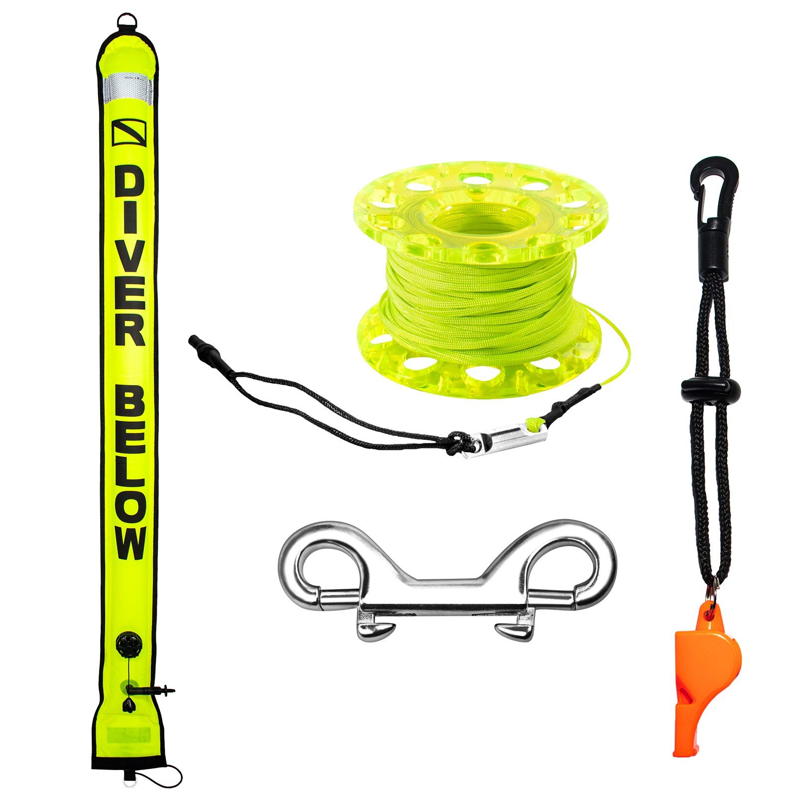 5ft Scuba Diving Surface Marker Buoy (SMB), Safety Sausage with Plastic 98ft …