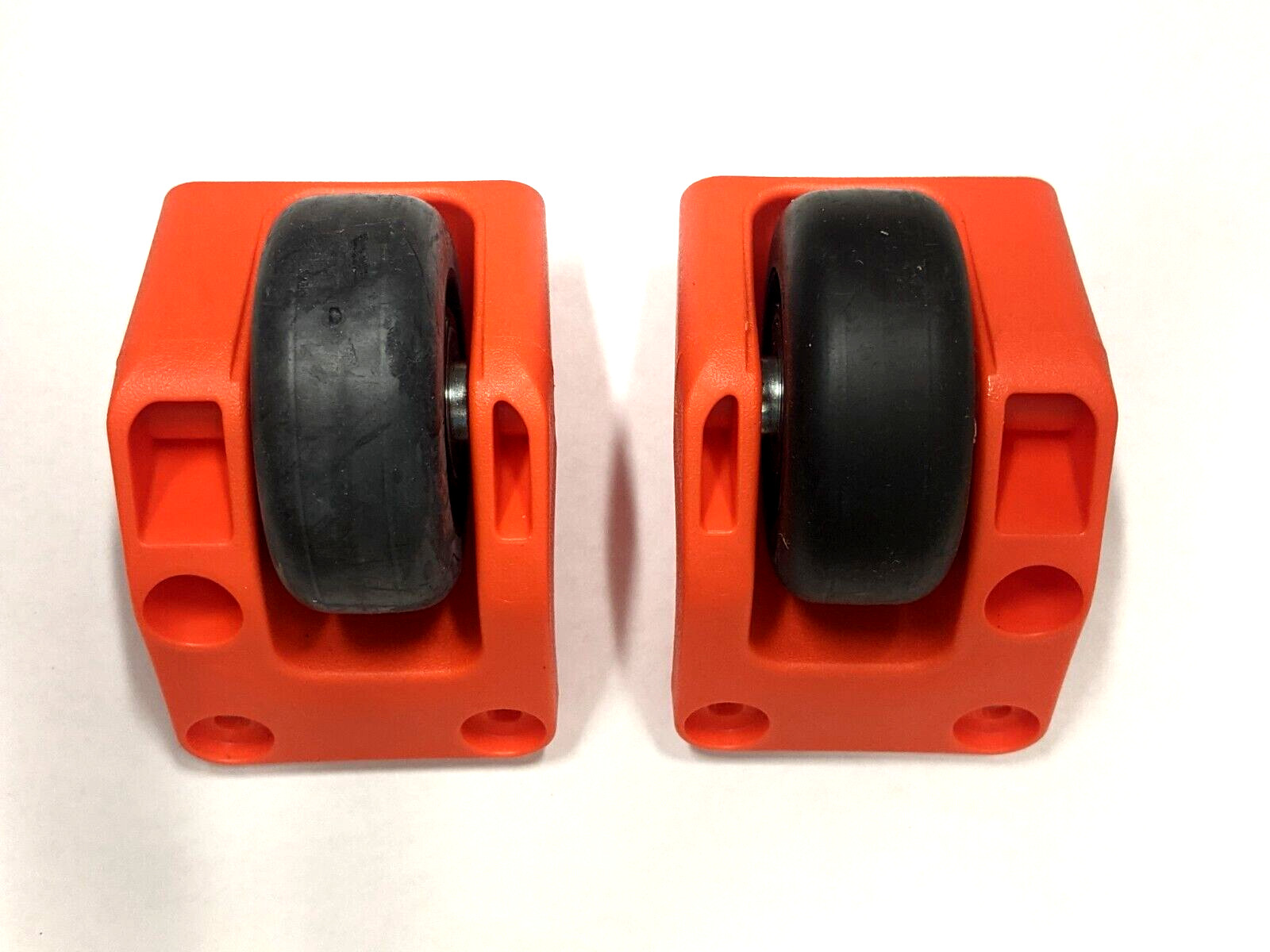 QTY 2 – Orange Pelican Air case wheel housings. 1607, 1615, 1626, 1637, 1646.