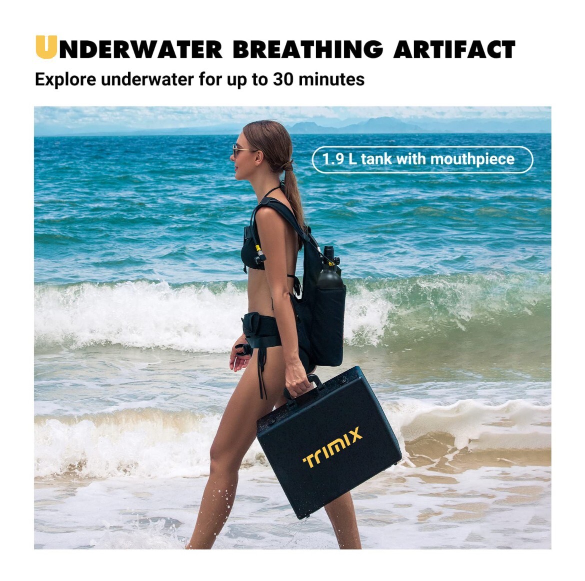 Trimix 2.0L Capacity Portable Mini Diving Scuba Lung Tank Equipment Fit 35 Mins