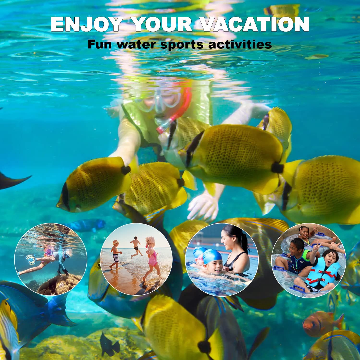 Inflatable Snorkel Vest for Kids, Portable Snorkeling Jackets Child, Orange