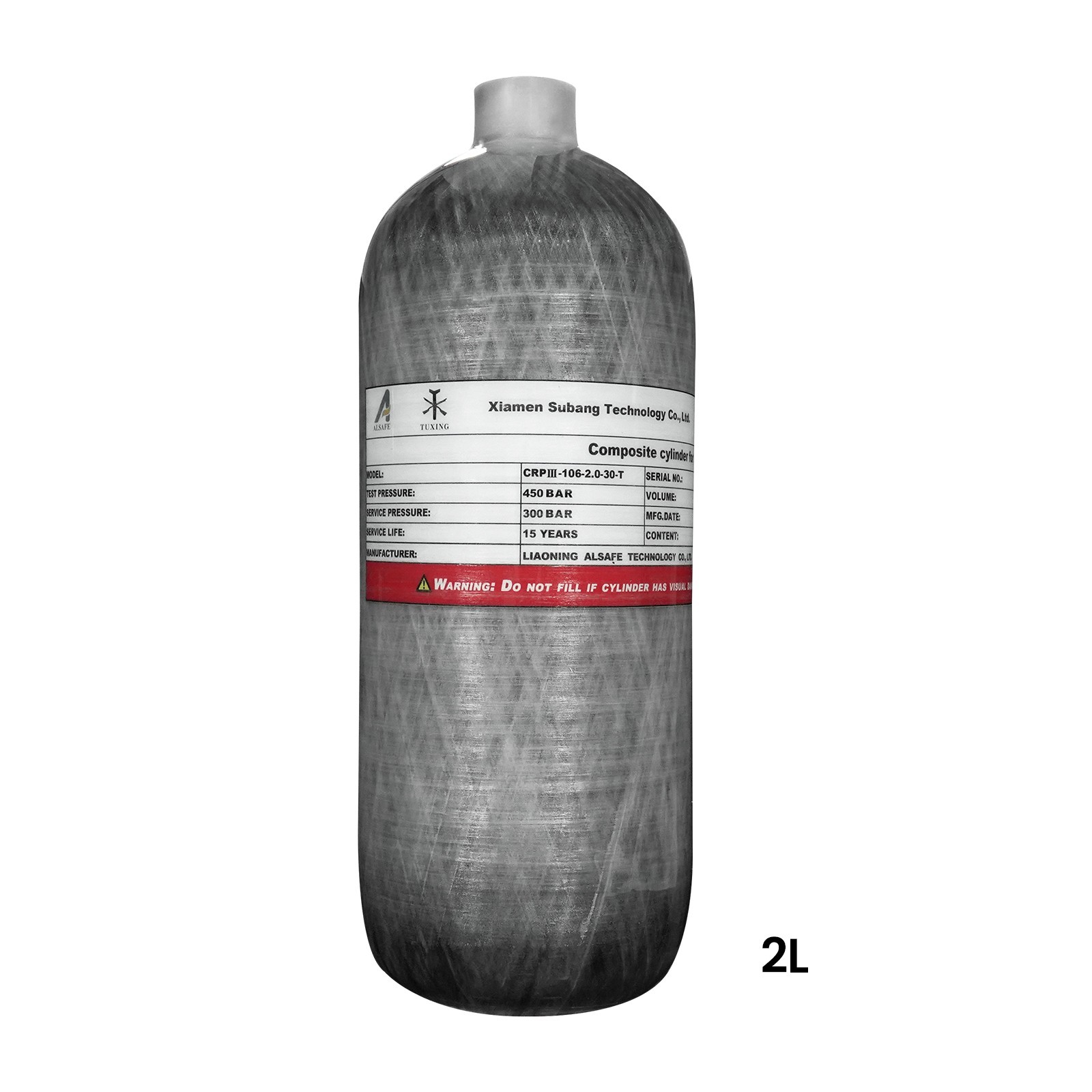 TUXING 2L 2000CC Carbon Fiber Cylinder,4500Psi High Pressure Tank for PCP Tank