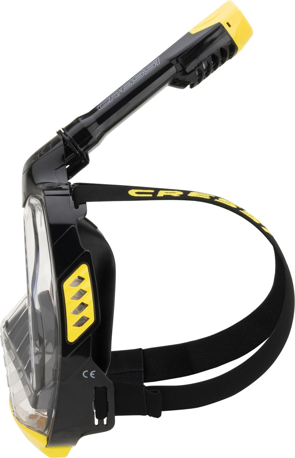 Cressi Bali Black/Yellow Full Face Snorkel Mask Set S/M – Anti-Fog, CO2 Safe
