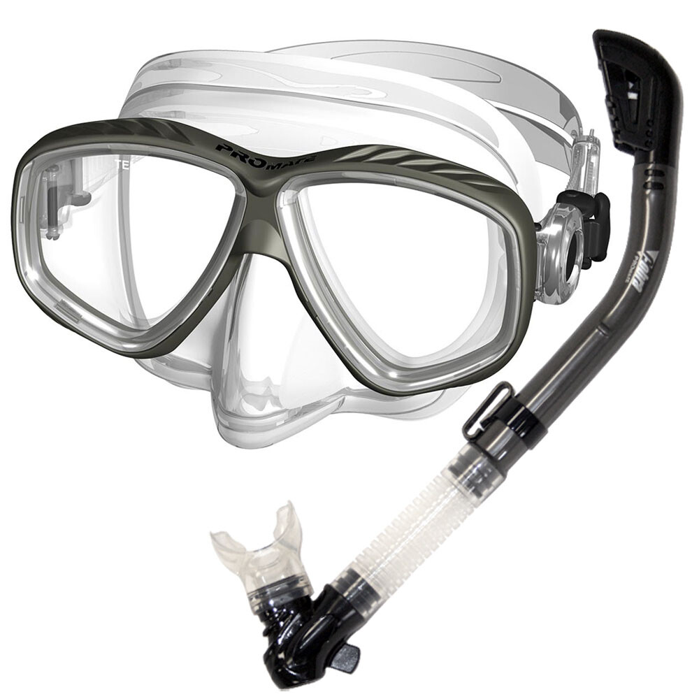 Promate Scuba Dive Snorkeling ProSlender Purge Mask Cobra Dry Snorkel Gear Set