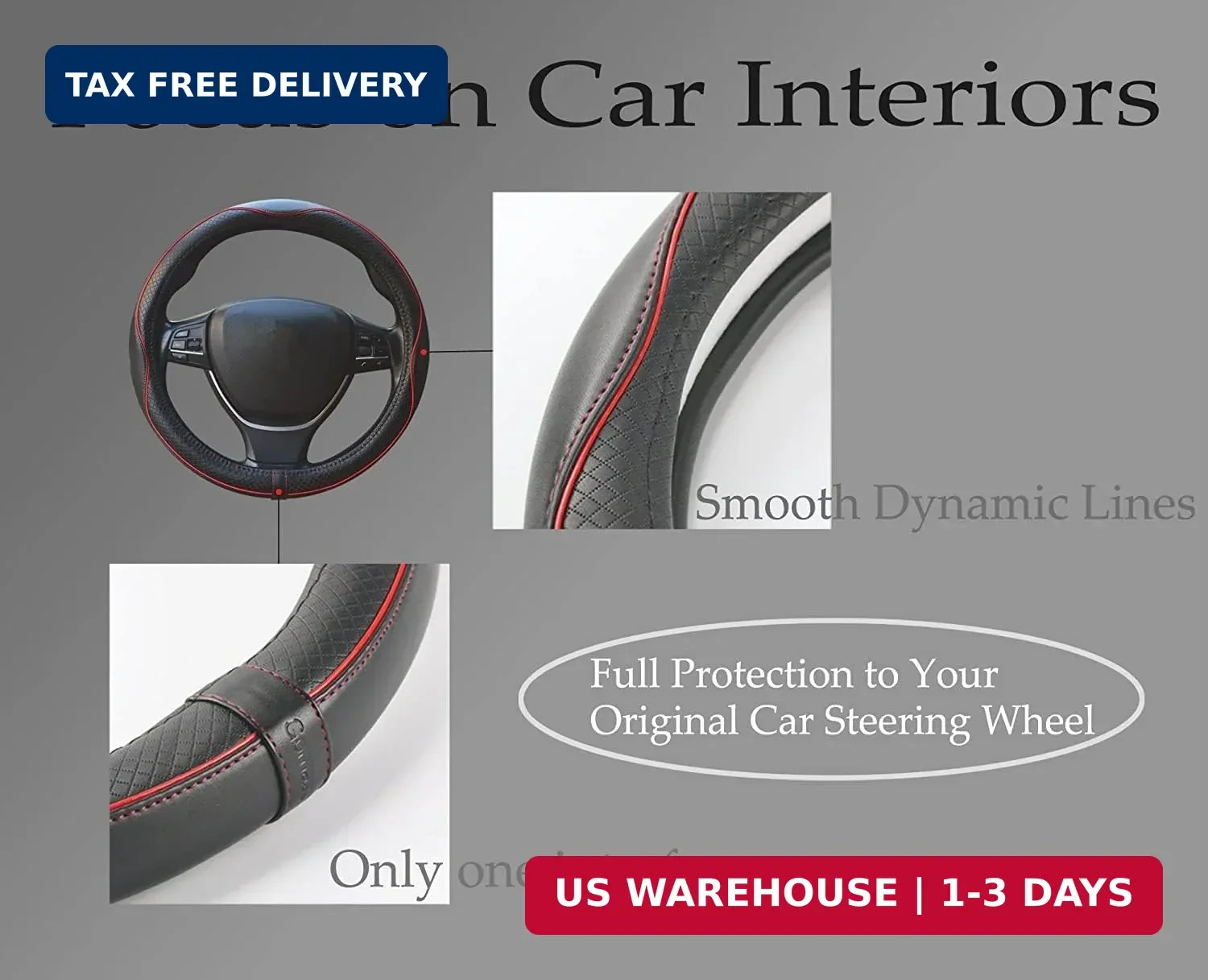 Car Steering Wheel Cover, Anti-Slip, Safety, Soft, Breathable, Heavy Duty, Thick