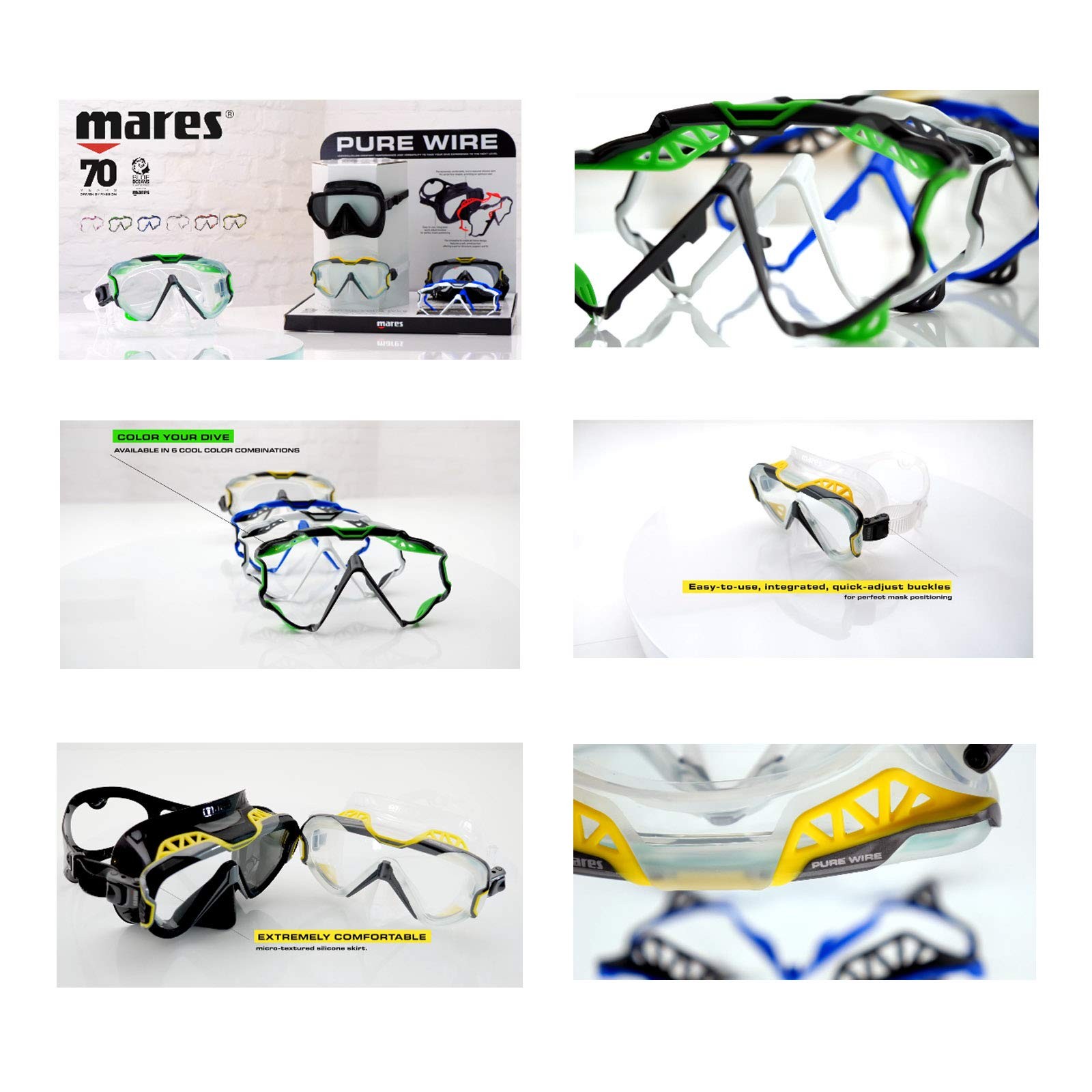 Mares Unisex Adults Pure Wire Soft Silicone Scuba Diving Mask Wide Field Of