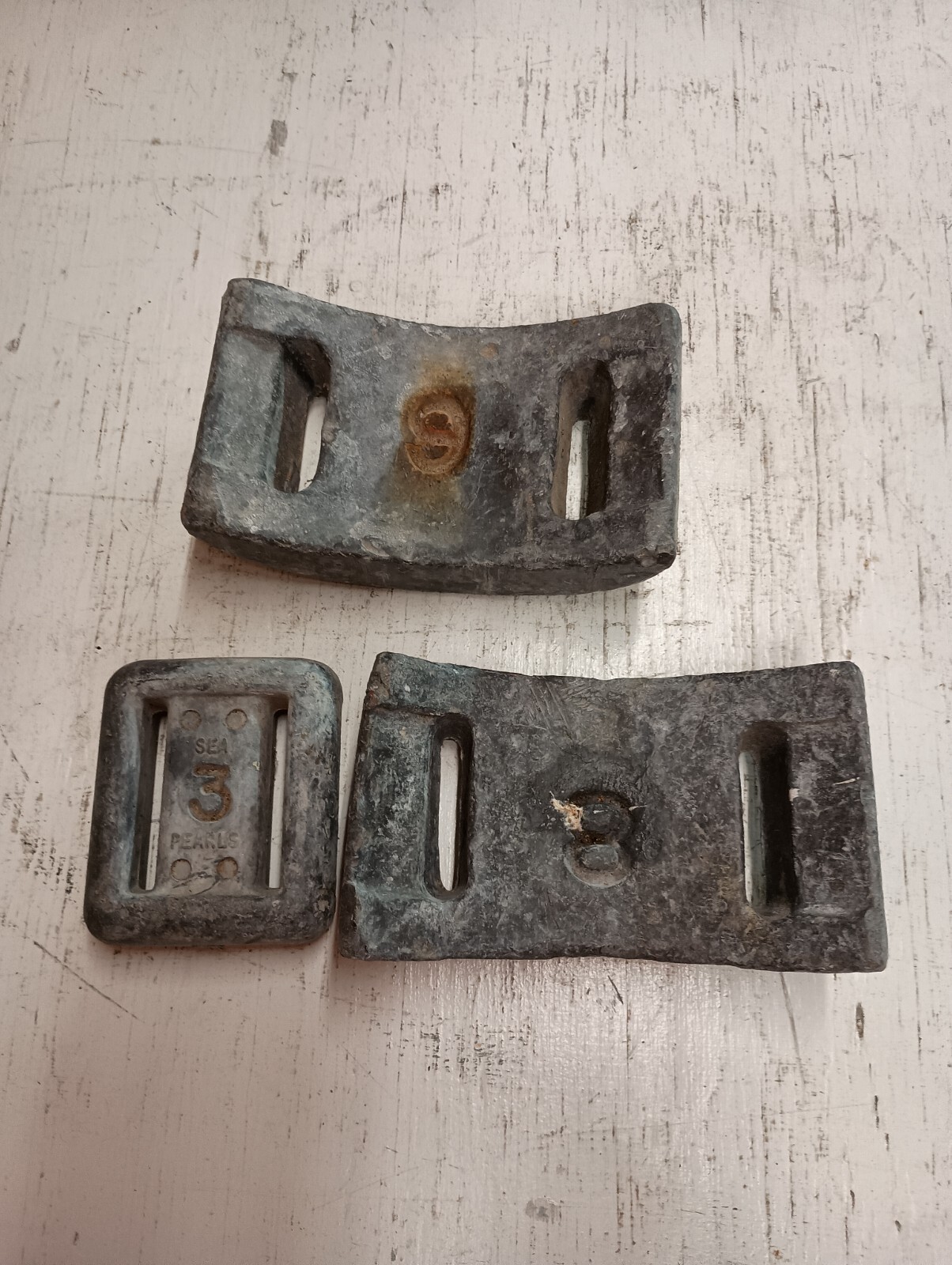 Lead dive weights 3 pcs / 20 pounds guaranteed accurate weight 9, 8, 3 lb used