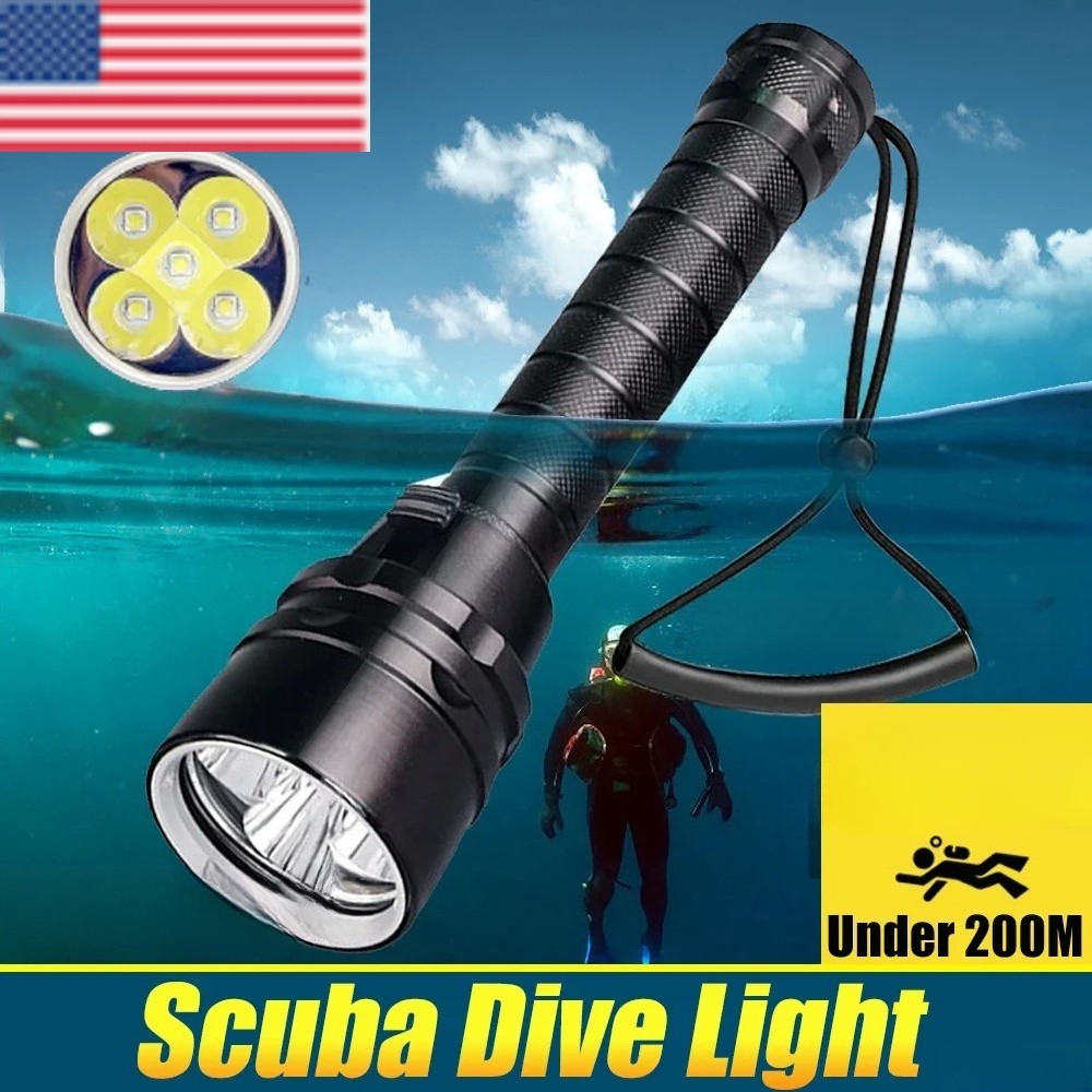 10000LM 5LED Dive Light IPX8 Led Scuba Diving Flashlight LED Underwater 200M US