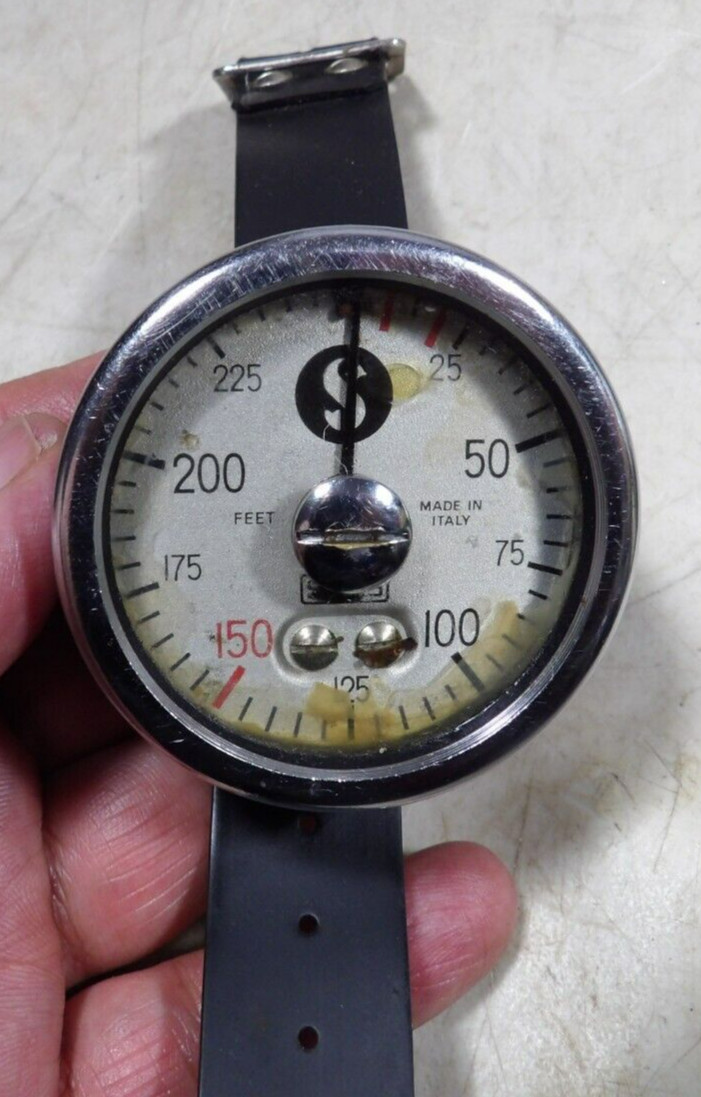 Vintage Deep Water Scuba Diver Wrist Depth Gauge SOS Italy