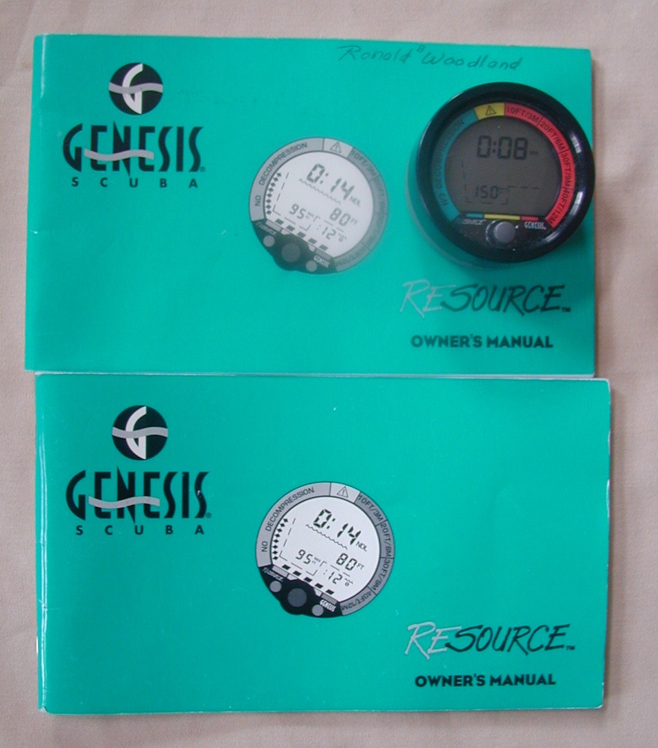 Genesis Scuba Resource Dive Computer Tested Operates w/ Manual Scuba Dive Diving
