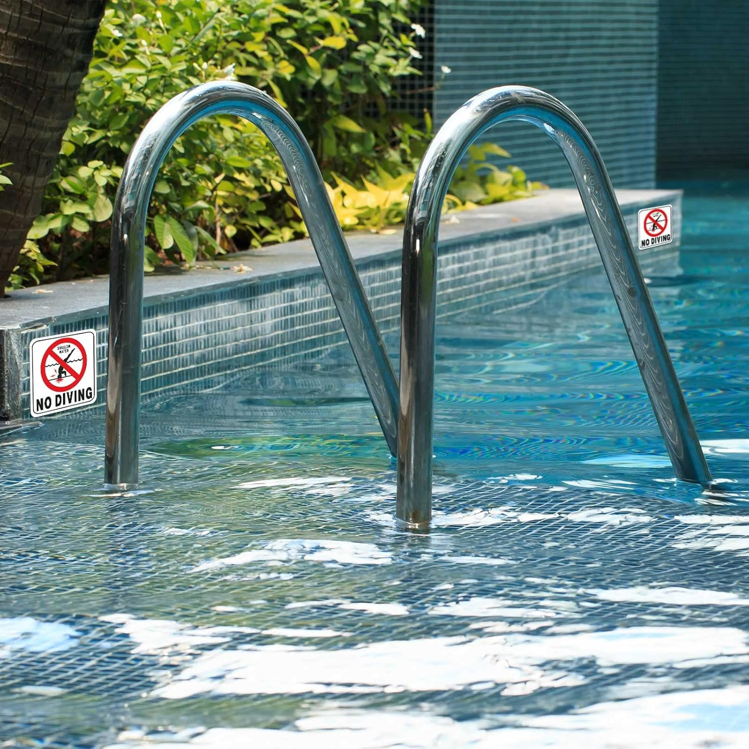 10 Pcs 6 X 6 Inch No Diving Adhesive Pool Safety Marker with Graphic No Diving P