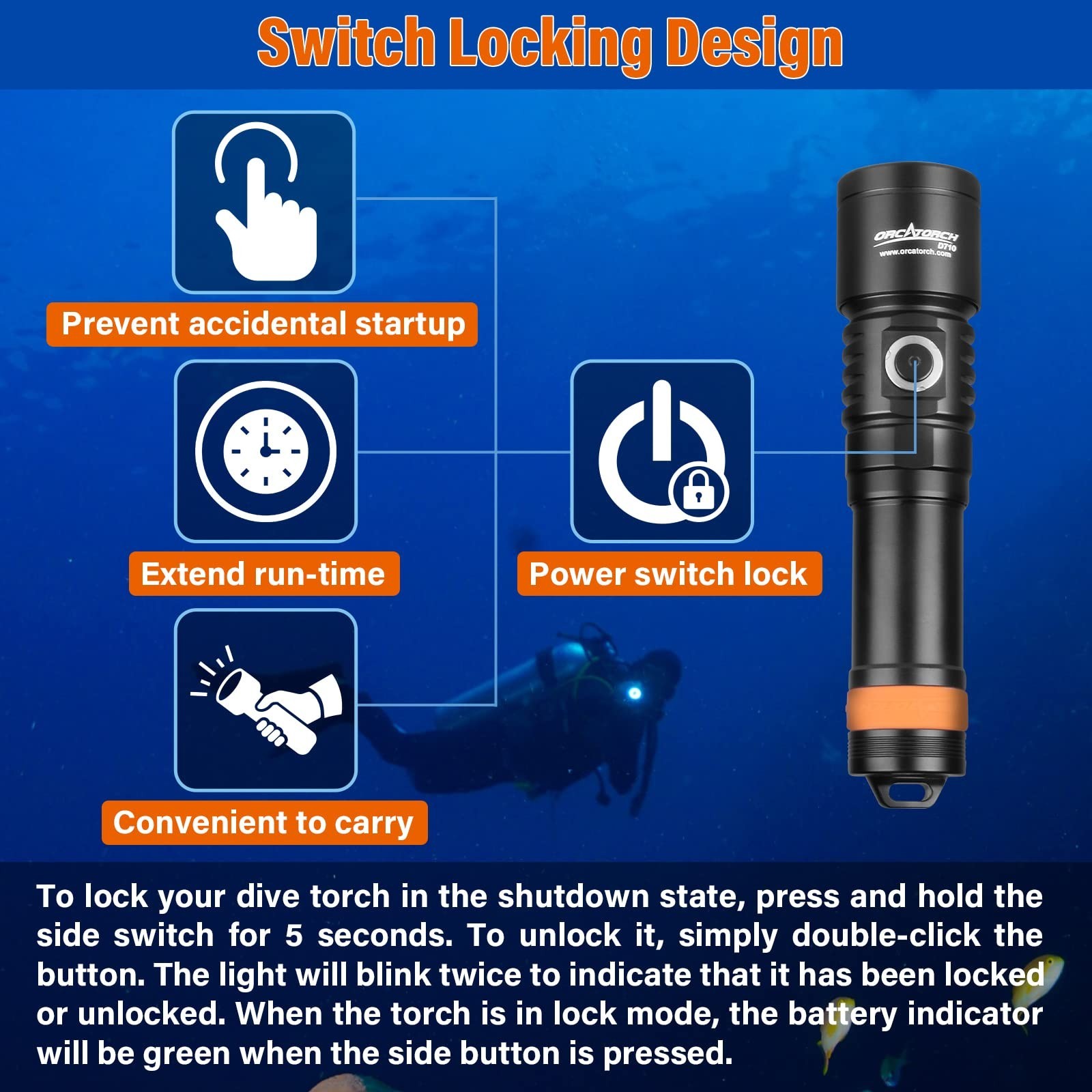 ORCATORCH D710 Scuba Diving Light, 3000 Lumens Super Bright Underwater Flashl…